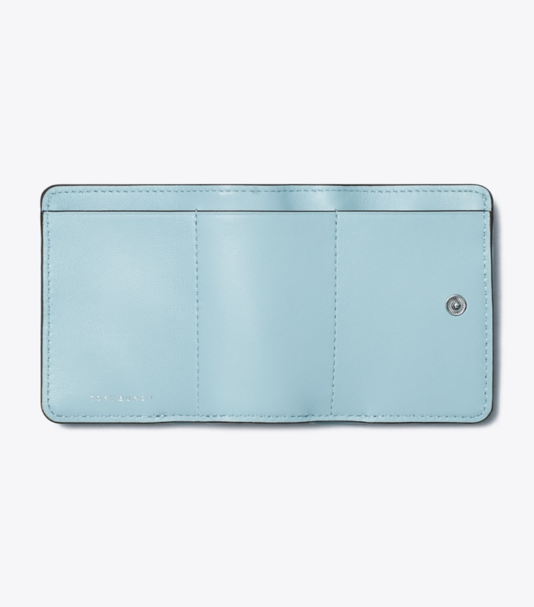 Tory Burch designer wallets Small Fleming Soft Flap Wallet in Geyser angle
