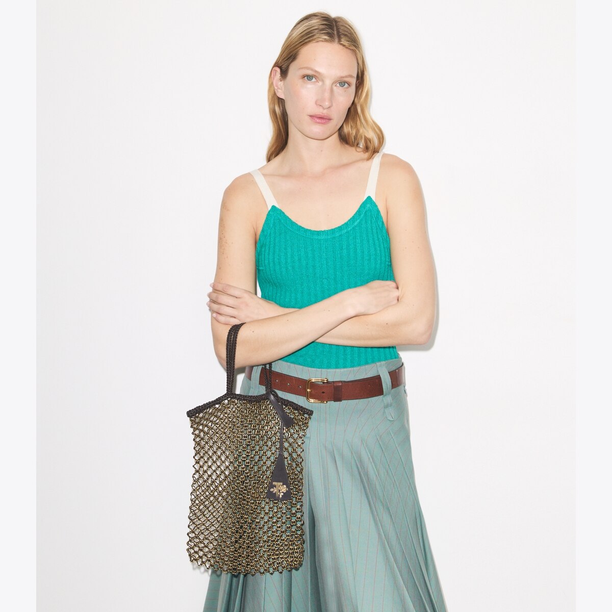 Small Handwoven Chain Mesh Tote: Women's Designer Tote Bags | Tory