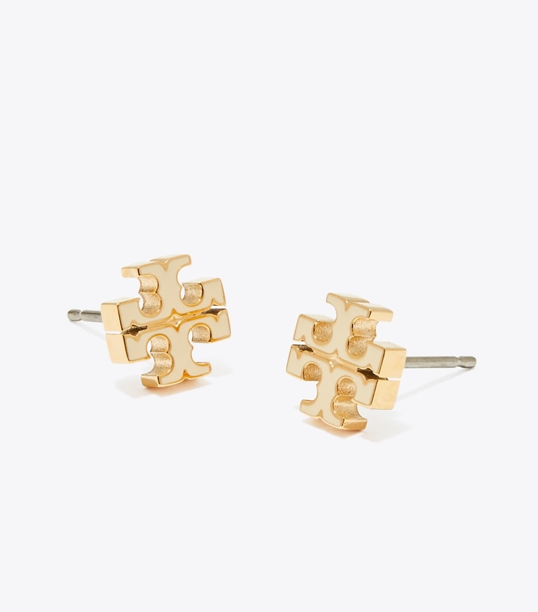 Tory Burch designer earrings Small Icon Enamel Stud Earrings in New Ivory detail