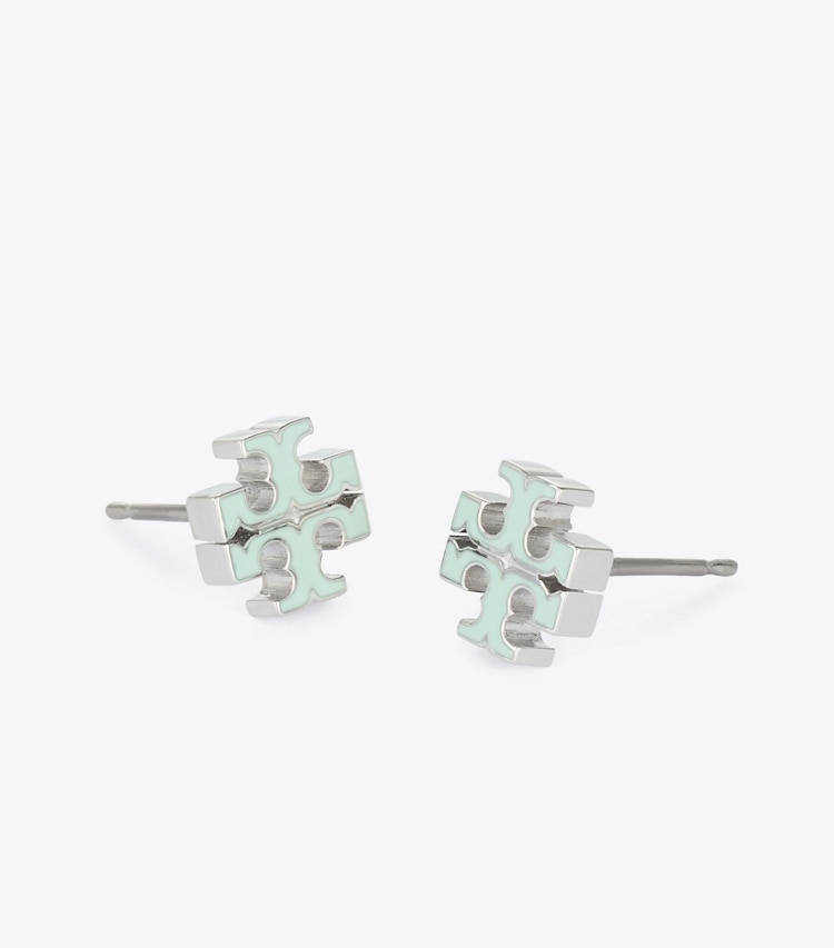 Tory Burch designer イヤリング＆ピアス アイコン エナメル スモール スタッズピアス in Tory Silver / Mint ディテール
