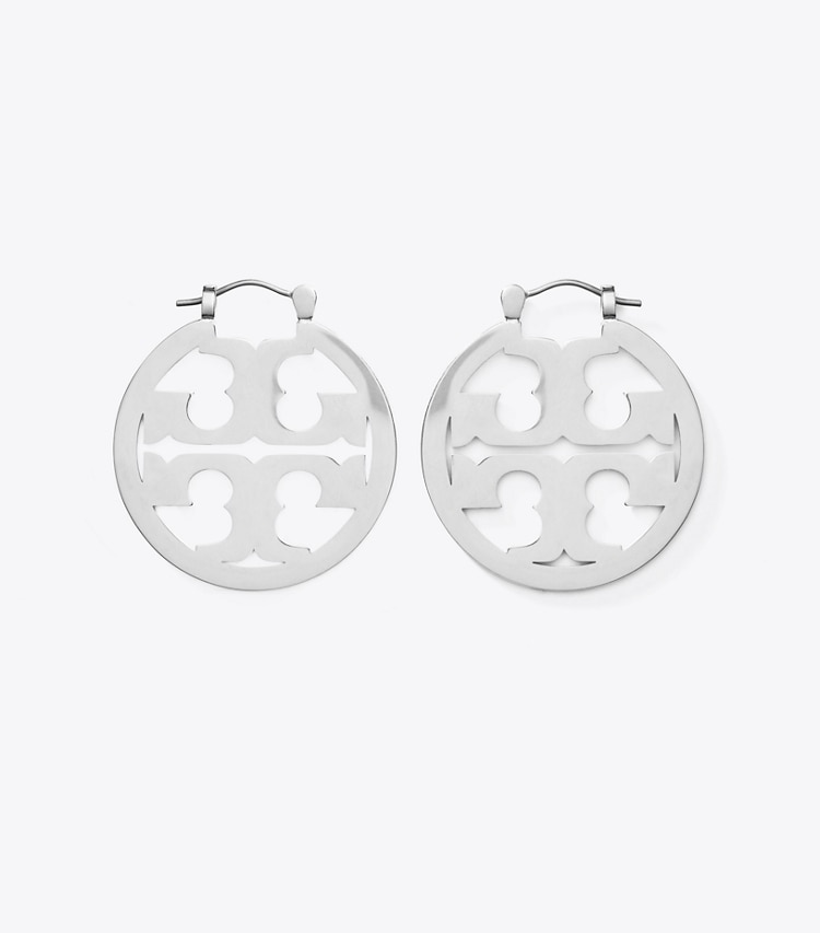 Tory Burch designer earrings Small Icon Hoop Earrings in Tory Silver additional