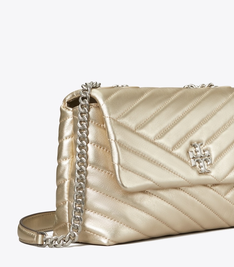 Tory Burch designer shoulder bags Small Kira Chevron Convertible Shoulder Bag in White Gold angle
