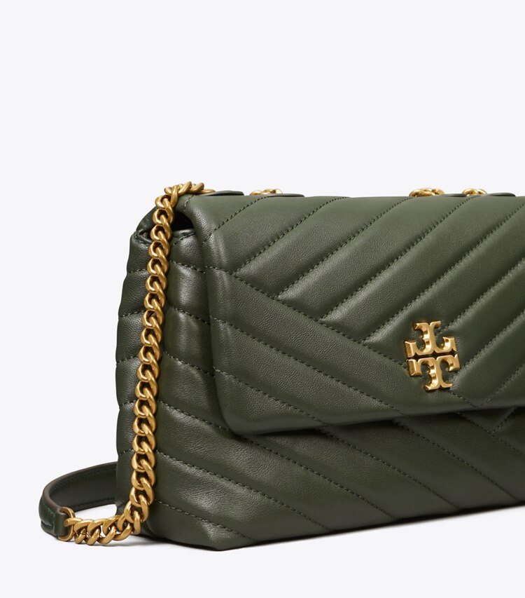 Tory Burch designer shoulder bags Small Kira Chevron Convertible Shoulder Bag in SYCAMORE / Rolled Gold detail