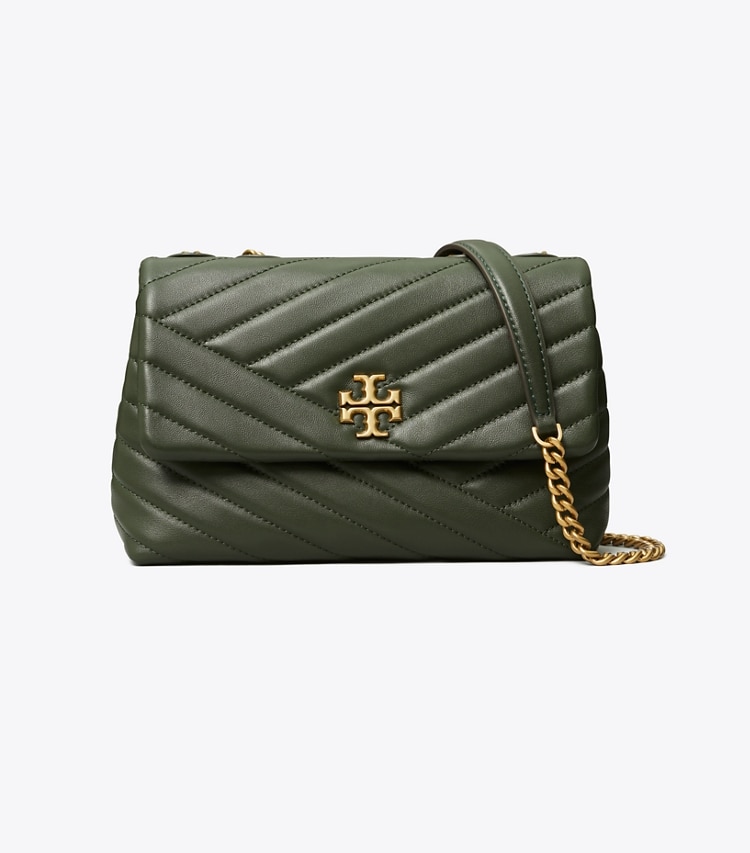 Tory Burch designer shoulder bags Small Kira Chevron Convertible Shoulder Bag in SYCAMORE / Rolled Gold front