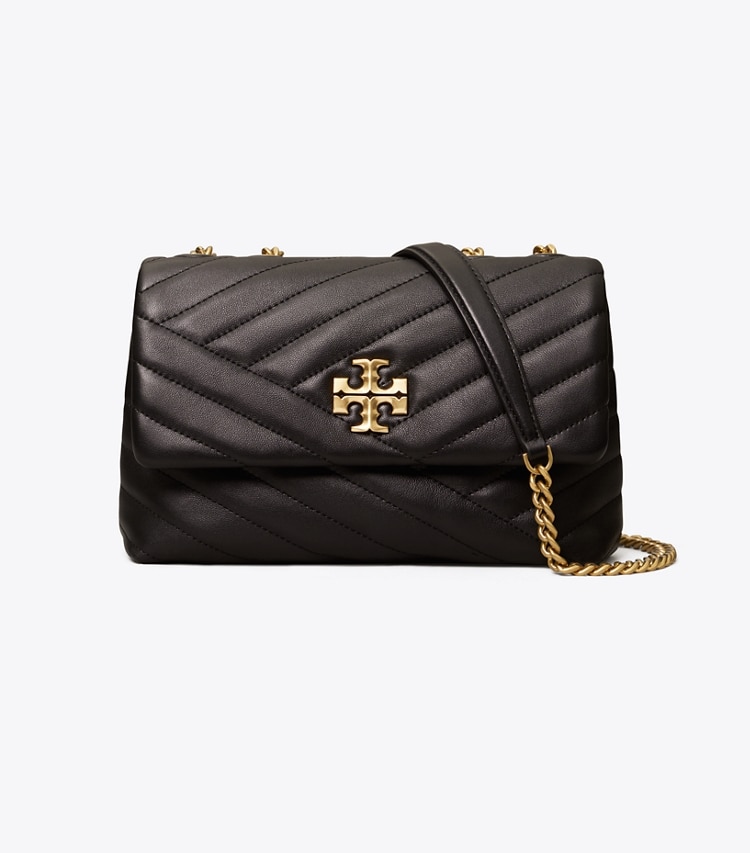 Tory Burch designer shoulder bags Small Kira Chevron Convertible Shoulder Bag in Black front