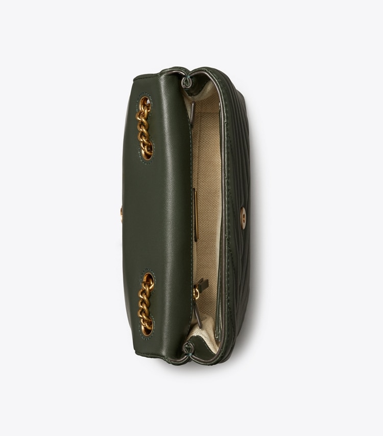 Tory Burch designer shoulder bags Small Kira Chevron Convertible Shoulder Bag in SYCAMORE / Rolled Gold overhead
