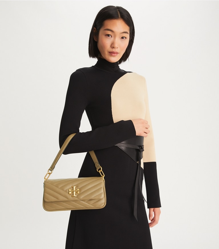 Tory Burch designer shoulder bags Small Kira Chevron Flap Shoulder Bag in Sandpiper angle