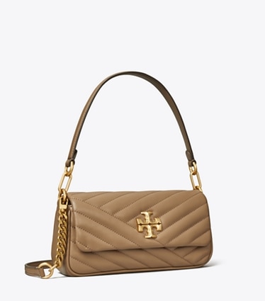 Tory Burch designer shoulder bags Small Kira Chevron Flap Shoulder Bag in Sandpiper angle
