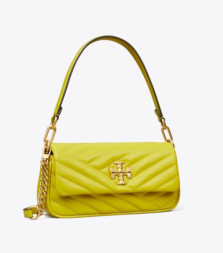 Tory Burch designer shoulder bags Small Kira Chevron Flap Shoulder Bag in Island Chartreuse angle