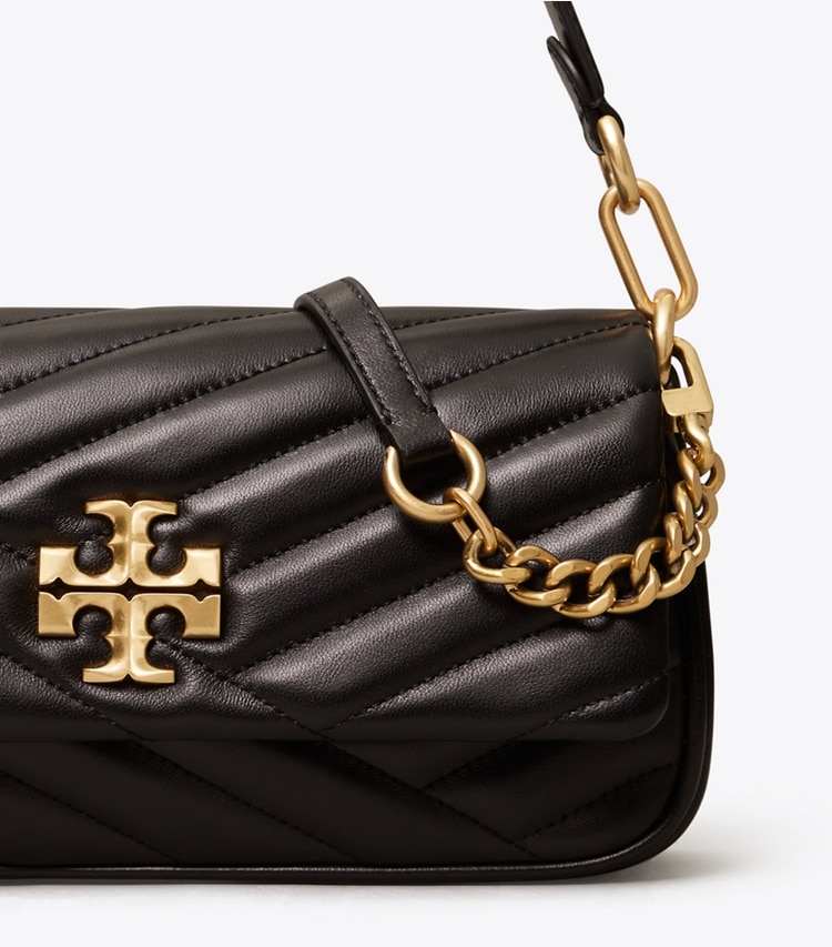 Tory Burch designer shoulder bags Small Kira Chevron Flap Shoulder Bag in Black detail