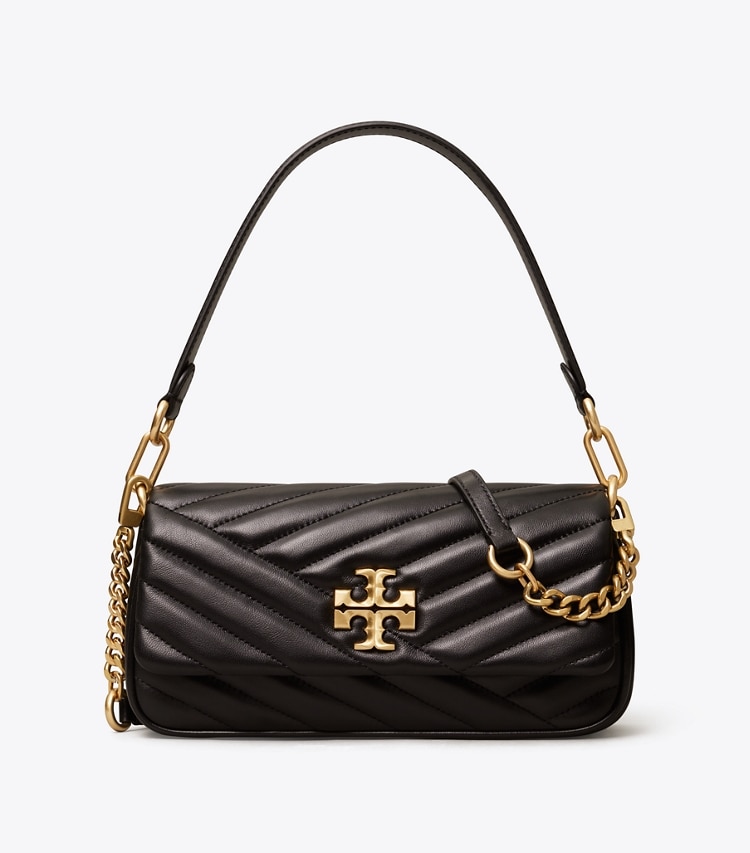 Tory Burch designer shoulder bags Small Kira Chevron Flap Shoulder Bag in Black front