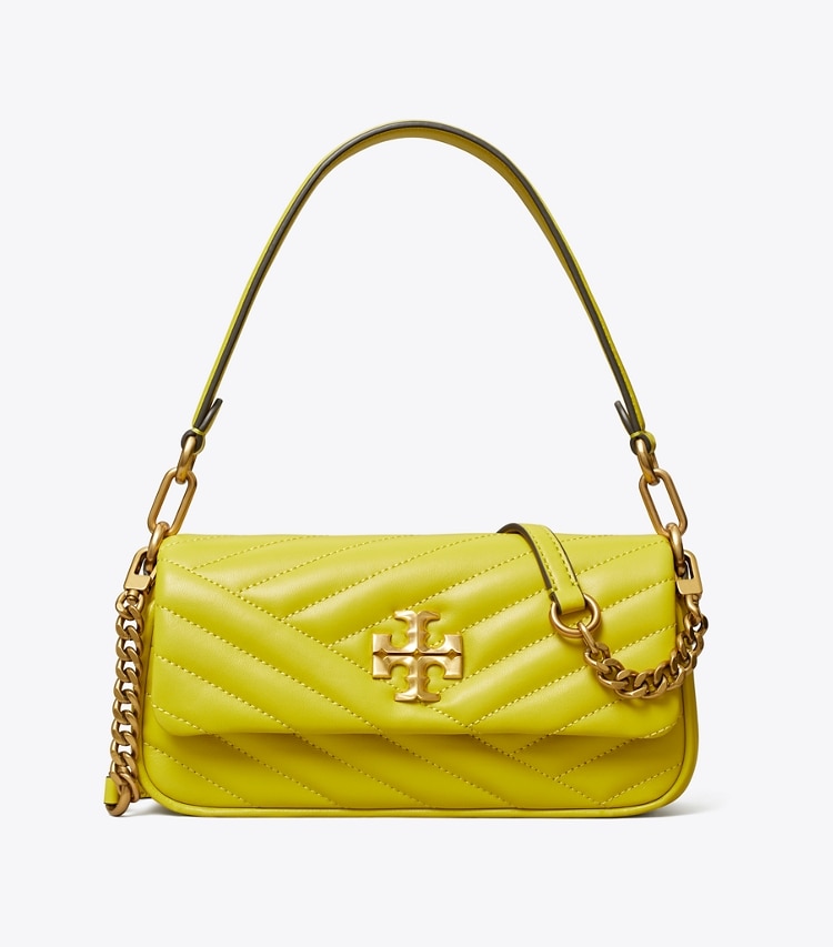 Tory Burch designer shoulder bags Small Kira Chevron Flap Shoulder Bag in Island Chartreuse front
