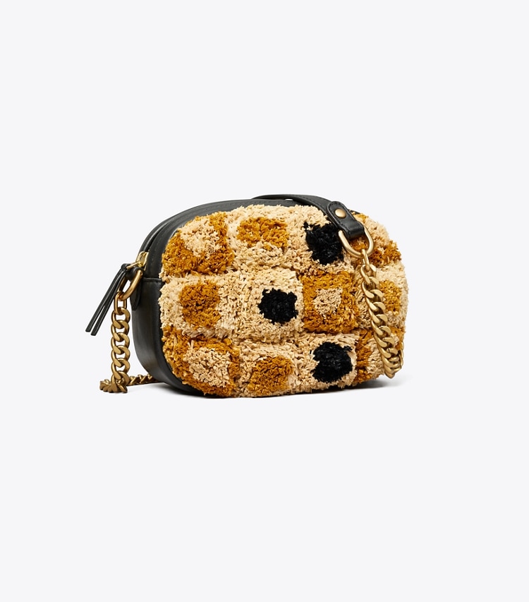 Tory Burch designer crossbody bags Small Kira Chevron Raffia Camera Bag in Multi angle
