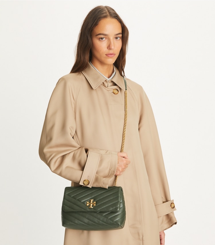 Tory Burch designer shoulder bags Small Kira Chevron Shoulder Bag in SYCAMORE additional on model