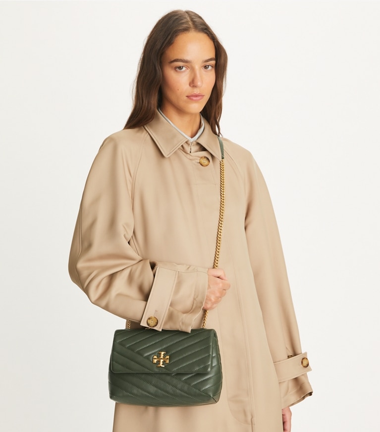 Tory Burch designer shoulder bags Small Kira Chevron Shoulder Bag in SYCAMORE additional on model