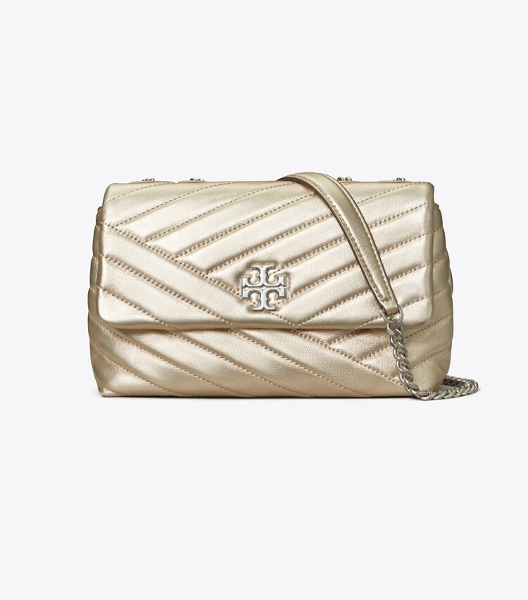 Tory Burch designer shoulder bags Small Kira Chevron Shoulder Bag in White Gold front