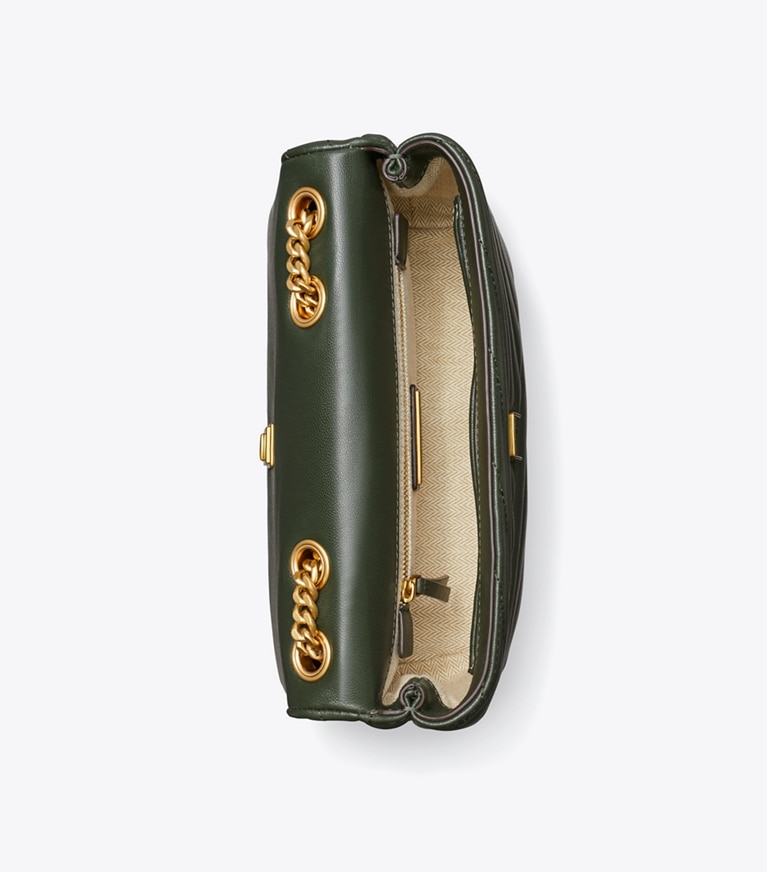 Tory Burch designer shoulder bags Small Kira Chevron Shoulder Bag in SYCAMORE overhead