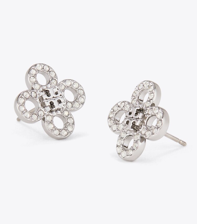 Small Kira Clover Pavé Stud: Women's Designer Earrings | Tory Burch