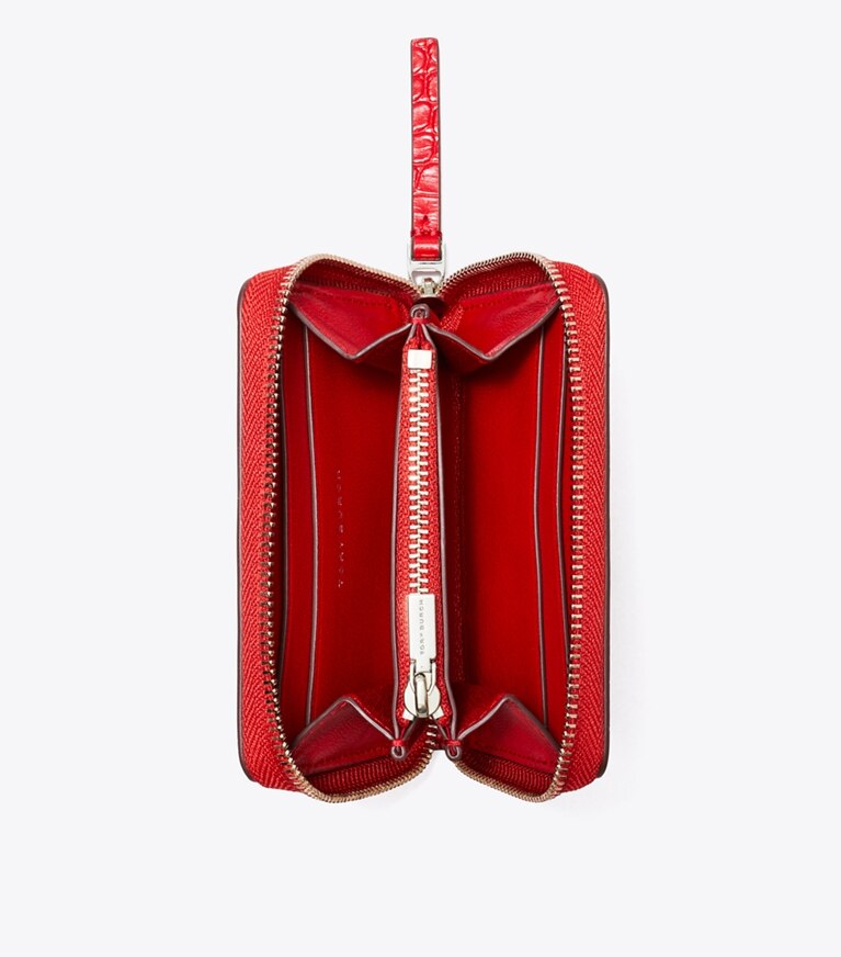Tory Burch designer geldbörsen Small Kira Croc-Embossed Zip-Around Wallet in Red Sky angle