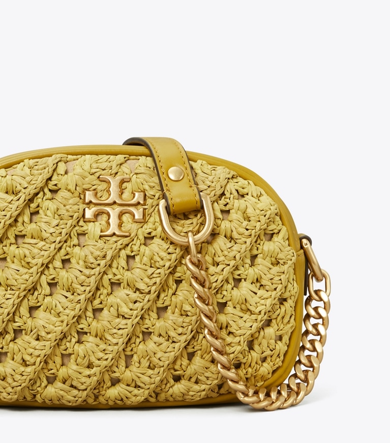 Tory Burch designer crossbody bags Small Kira Crochet Camera Bag in ISLAND PALM angle