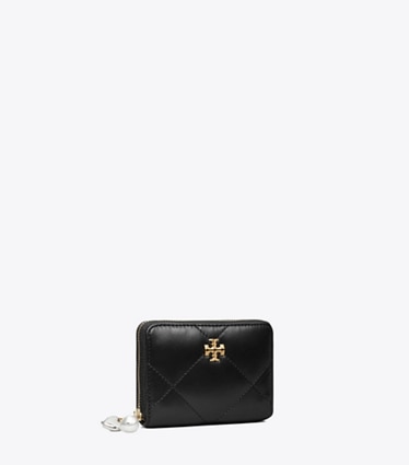 Tory Burch designer 財布 キラ ダイヤモンドキルト チャーム ジップ スモールウォレット in Black angle