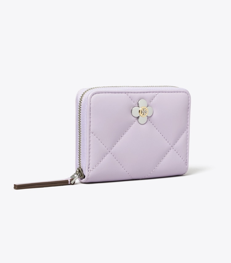 Tory Burch designer wallets Small Kira Diamond Quilt Clover Wallet in Purple Heather angle