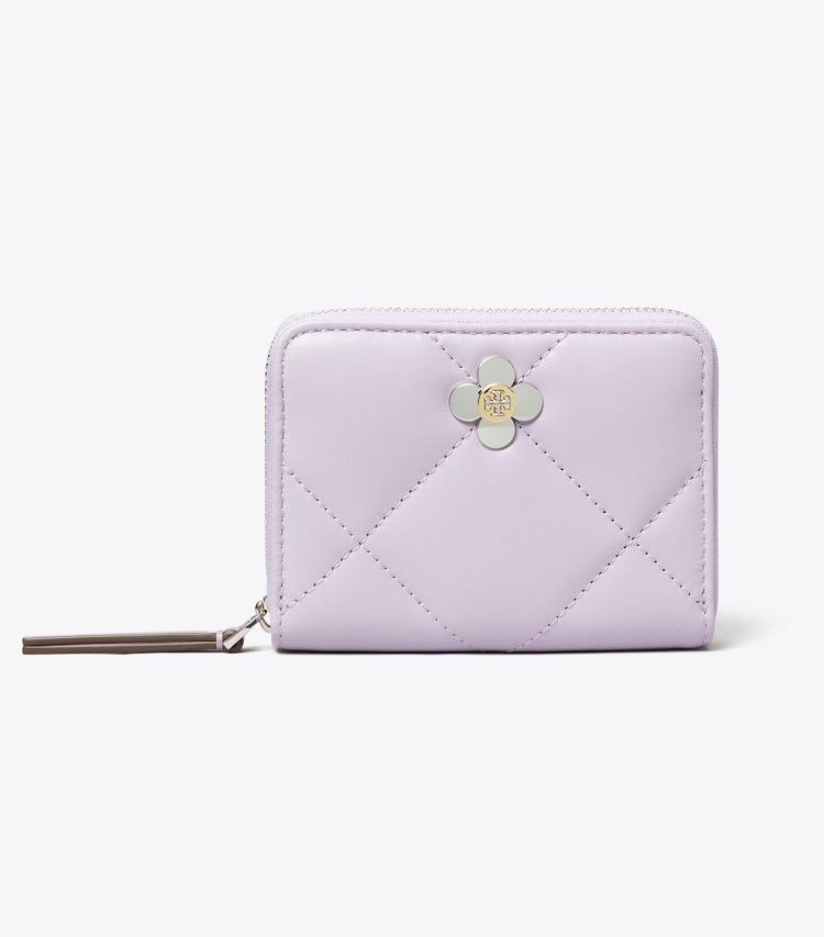 Tory Burch designer wallets Small Kira Diamond Quilt Clover Wallet in Purple Heather front