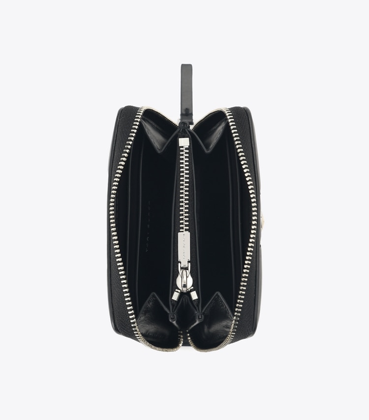 Tory Burch designer 財布 キラ ダイヤモンドキルト マルチクローバー ジップアラウンド スモールウォレット in Black オーバーヘッド