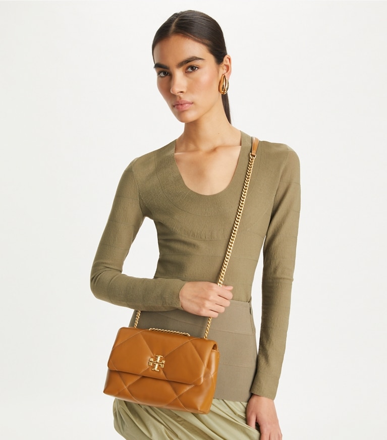 Tory Burch designer shoulder bags Small Kira Diamond Quilt Convertible Shoulder Bag in Tan angle