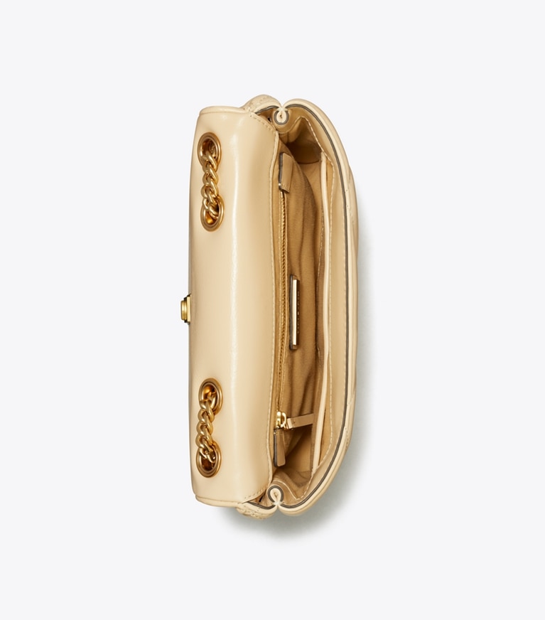 Tory Burch designer ショルダーバッグ キラ ダイヤモンドキルト コンバーチブル スモールショルダーバッグ in Vanilla Soft Serve angle