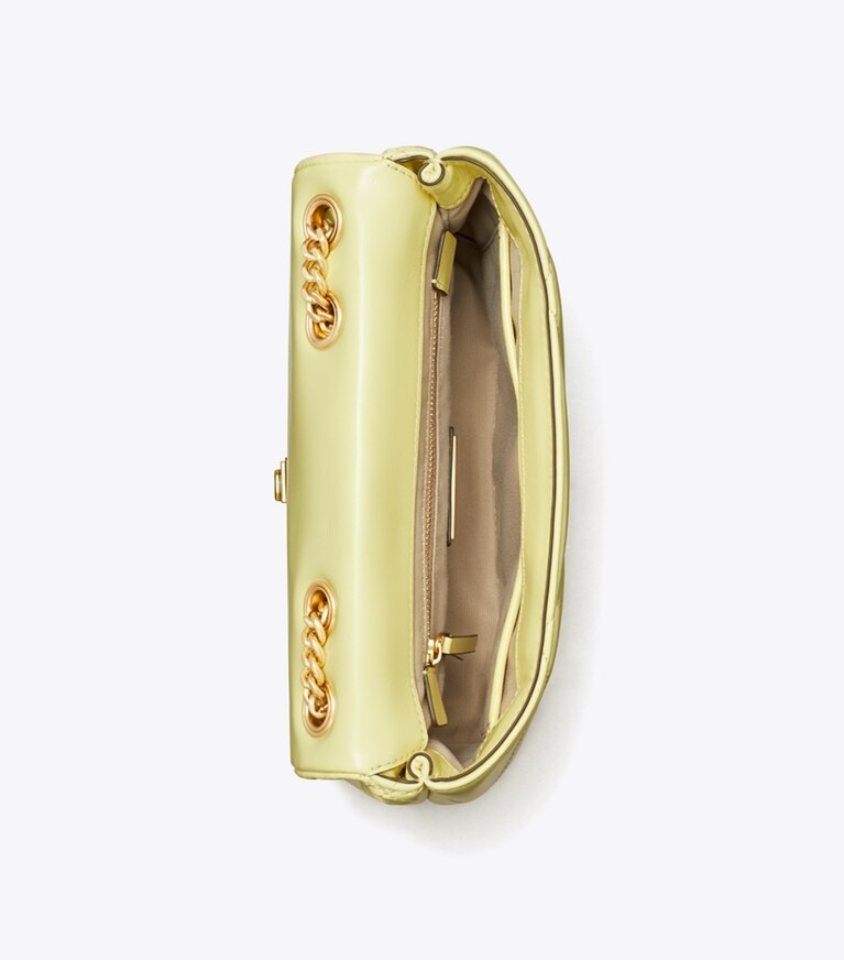 Tory Burch designer ショルダーバッグ キラ ダイヤモンドキルト コンバーチブル スモールショルダーバッグ in Frozen Zest angle