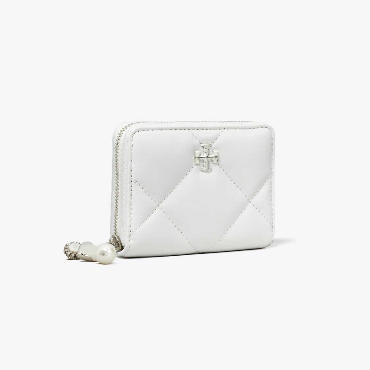 Small Kira Diamond Quilt Distressed Charm Zip-Around Wallet