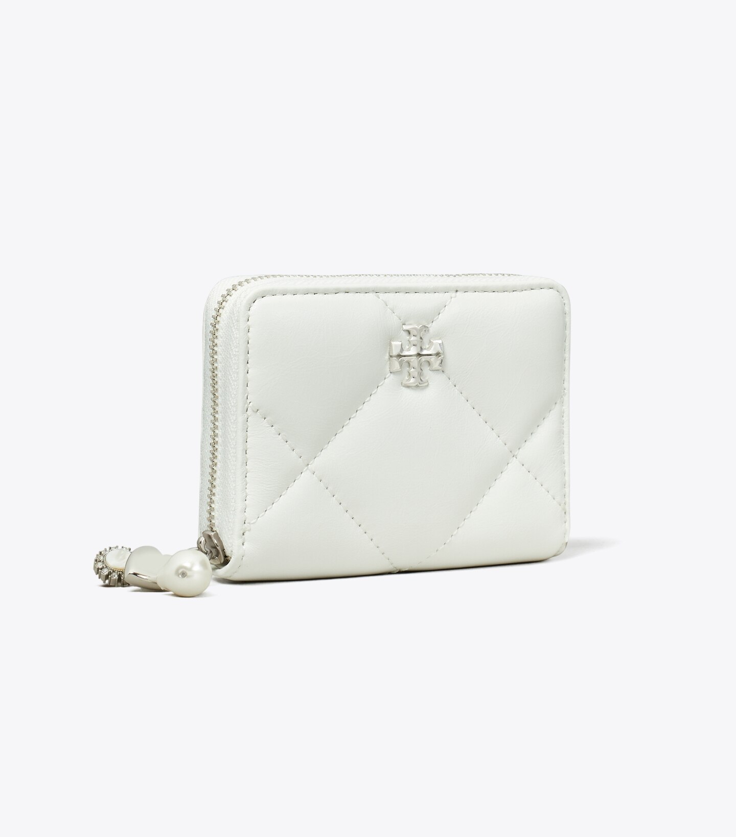 Small Kira Diamond Quilt Distressed Charm Zip-Around Wallet