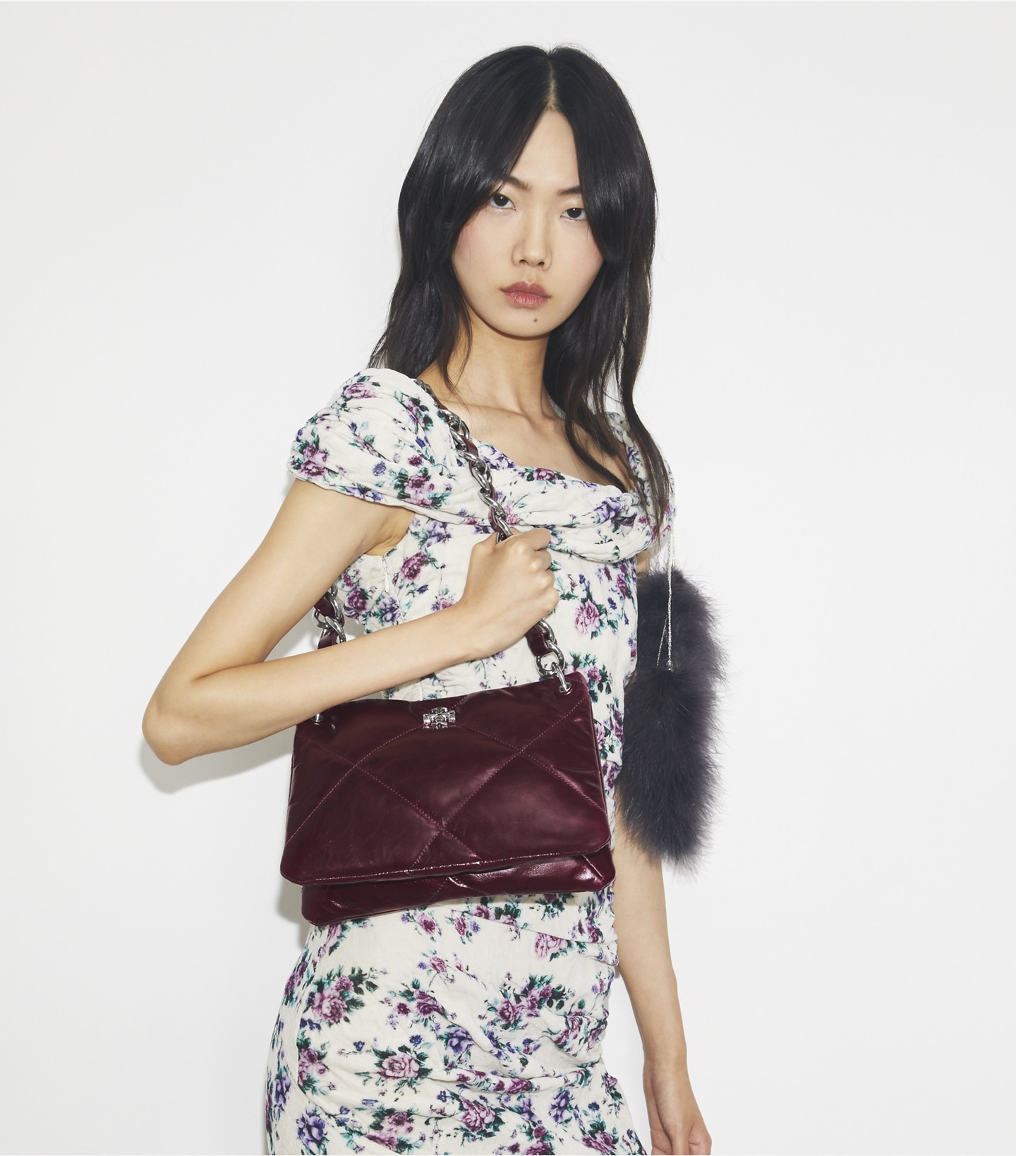 Small Kira Diamond Quilt Distressed Shoulder Bag