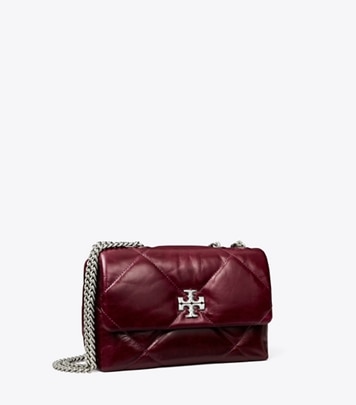 Tory Burch designer shoulder bags Small Kira Diamond Quilt Distressed Shoulder Bag in Dark Carmine angle