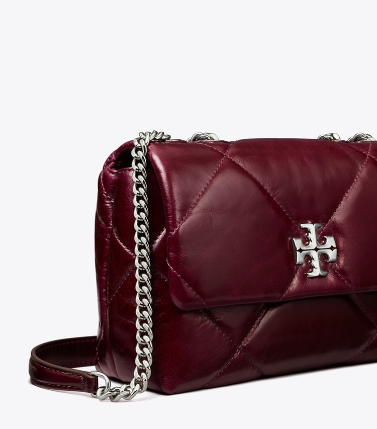 Tory Burch designer shoulder bags Small Kira Diamond Quilt Distressed Shoulder Bag in Dark Carmine detail