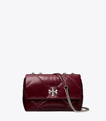 Tory Burch designer shoulder bags Small Kira Diamond Quilt Distressed Shoulder Bag in Dark Carmine front