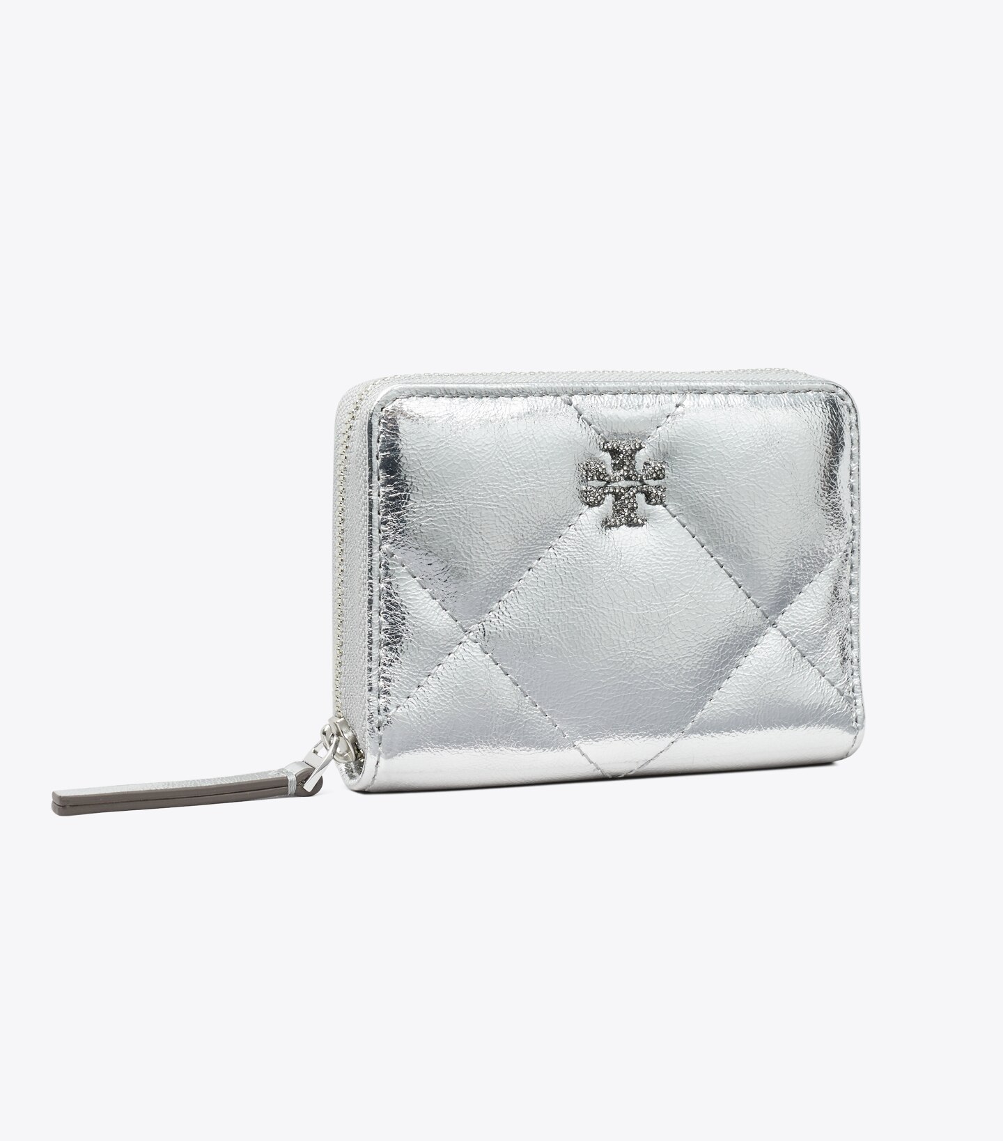 Small Kira Diamond Quilt Metallic Zip-Around Wallet