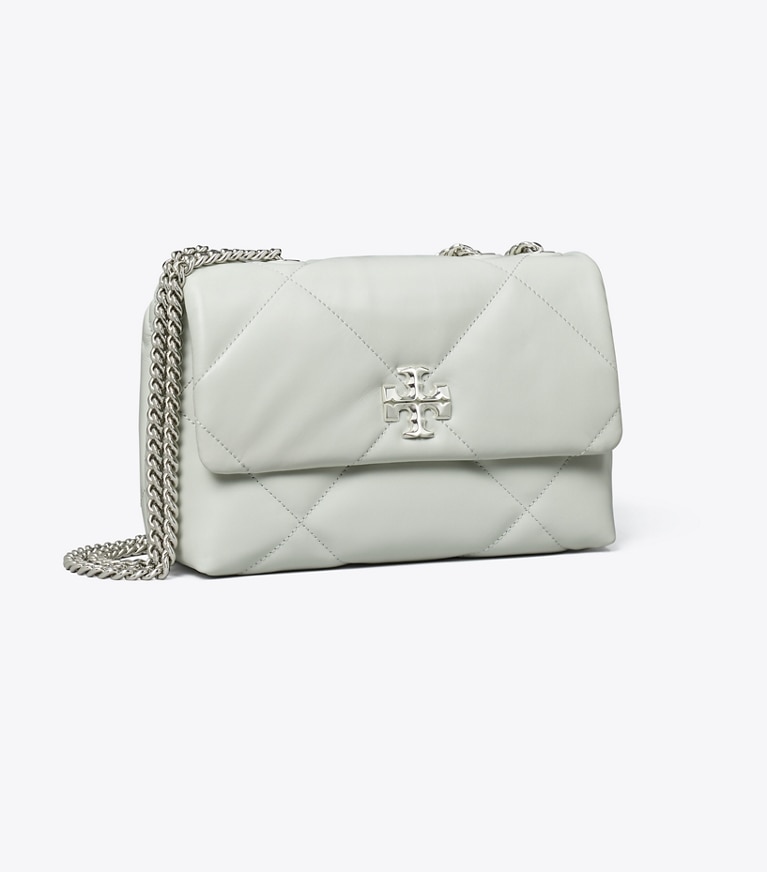Tory Burch designer ショルダーバッグ キラ ダイヤモンドキルト コンバーチブル スモールショルダーバッグ in Light Titanium angle