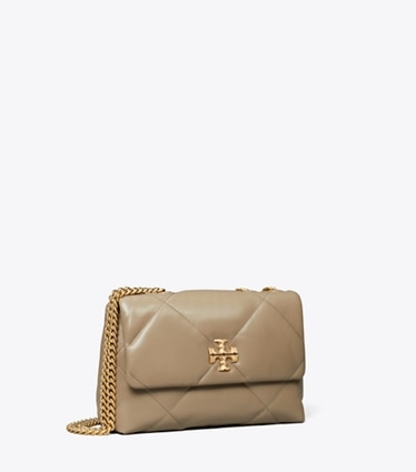Tory Burch designer ショルダーバッグ キラ ダイヤモンドキルト コンバーチブル スモールショルダーバッグ in Taupe Oak angle