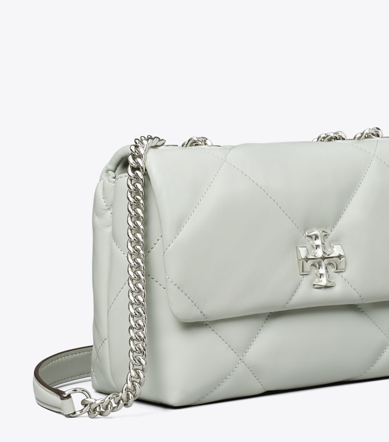 Tory Burch designer ショルダーバッグ キラ ダイヤモンドキルト コンバーチブル スモールショルダーバッグ in Light Titanium angle
