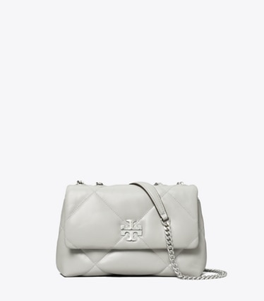 Tory Burch designer shoulder bags Small Kira Diamond Quilt Shoulder Bag in Gray front