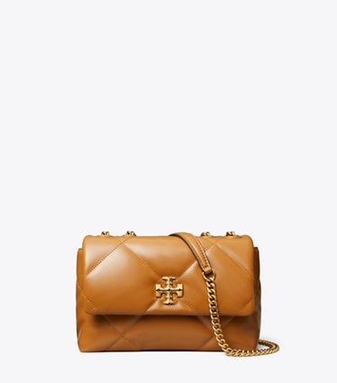 Tory Burch designer shoulder bags Small Kira Diamond Quilt Shoulder Bag in Classic Chestnut front