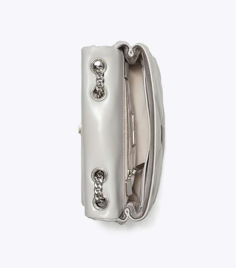 Tory Burch designer ショルダーバッグ キラ ダイヤモンドキルト コンバーチブル スモールショルダーバッグ in Gray angle