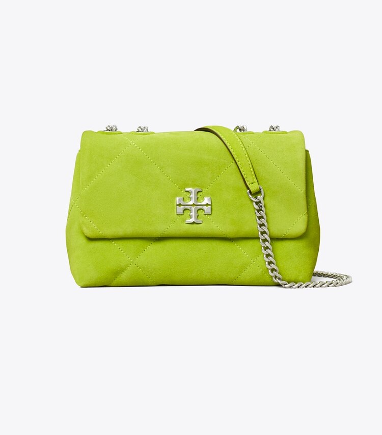 Tory Burch designer ショルダーバッグ キラ ダイヤモンドキルト スエード スモールショルダーバッグ in Bitter Lime front