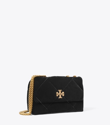 Tory Burch designer ショルダーバッグ キラ ダイヤモンドキルト ベルベット パヴェ スモール ショルダーバッグ in Black angle