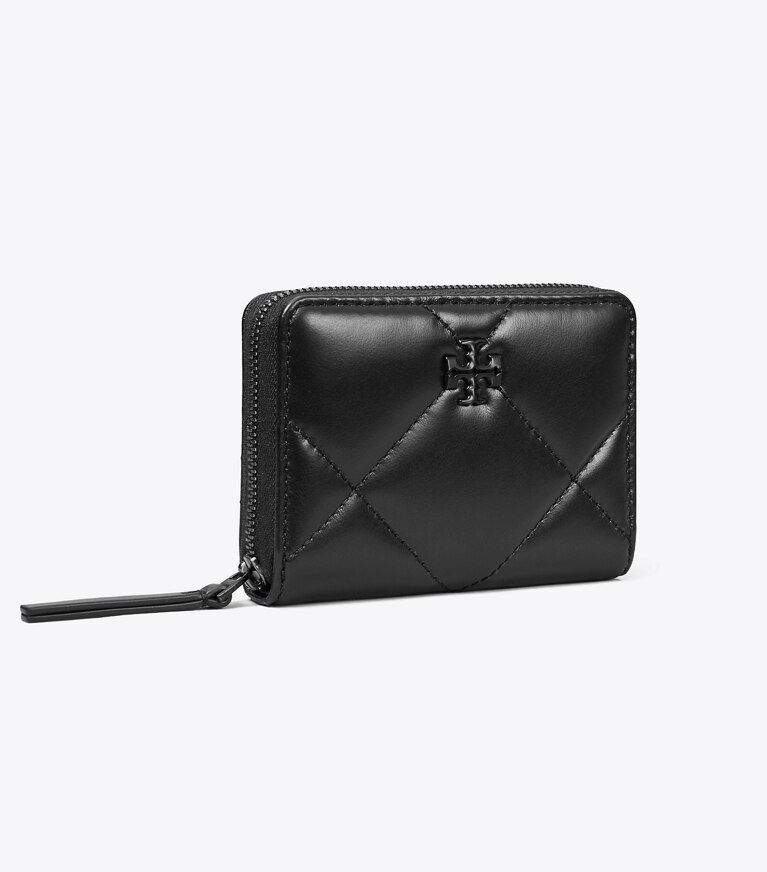 Tory Burch designer wallets Small Kira Diamond Quilt Wallet in Black angle