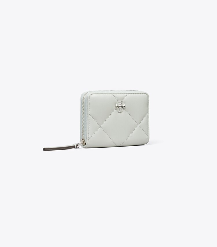 Tory Burch designer wallets Small Kira Diamond Quilt Zip-Around Wallet in Light Titanium angle