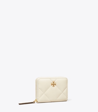 Tory Burch designer wallets Small Kira Diamond Quilt Zip-Around Wallet in Warm White angle