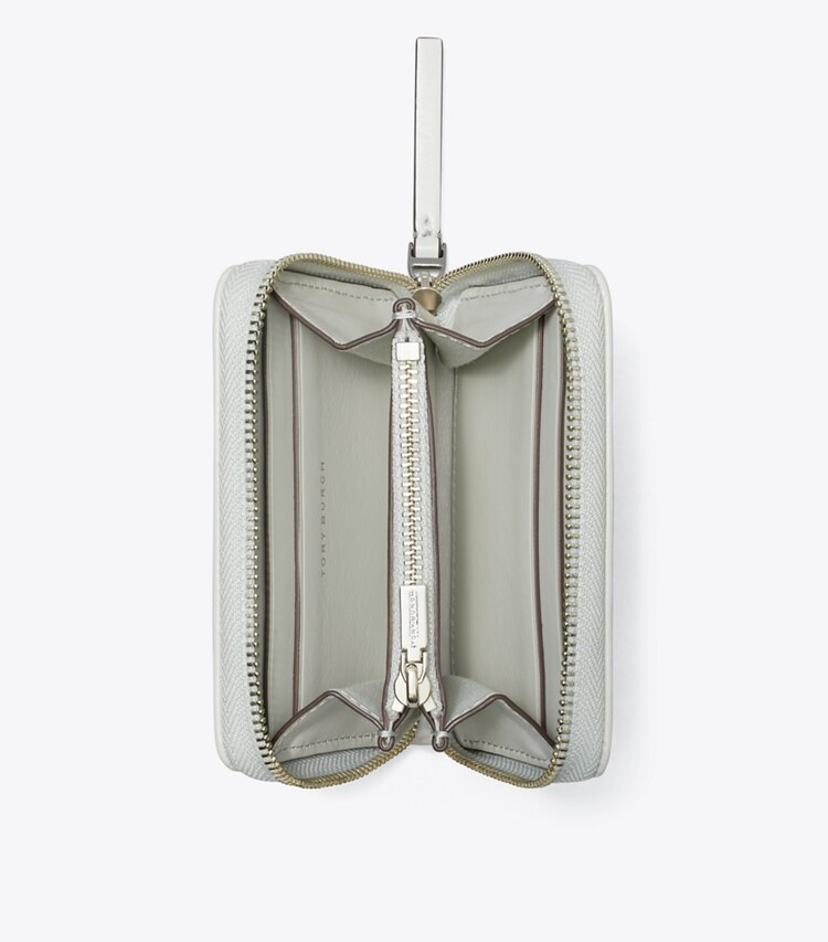 Tory Burch designer wallets Small Kira Diamond Quilt Zip-Around Wallet in Light Titanium overhead